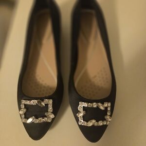 Easy Spirit Black Heels with Crystal Buckle